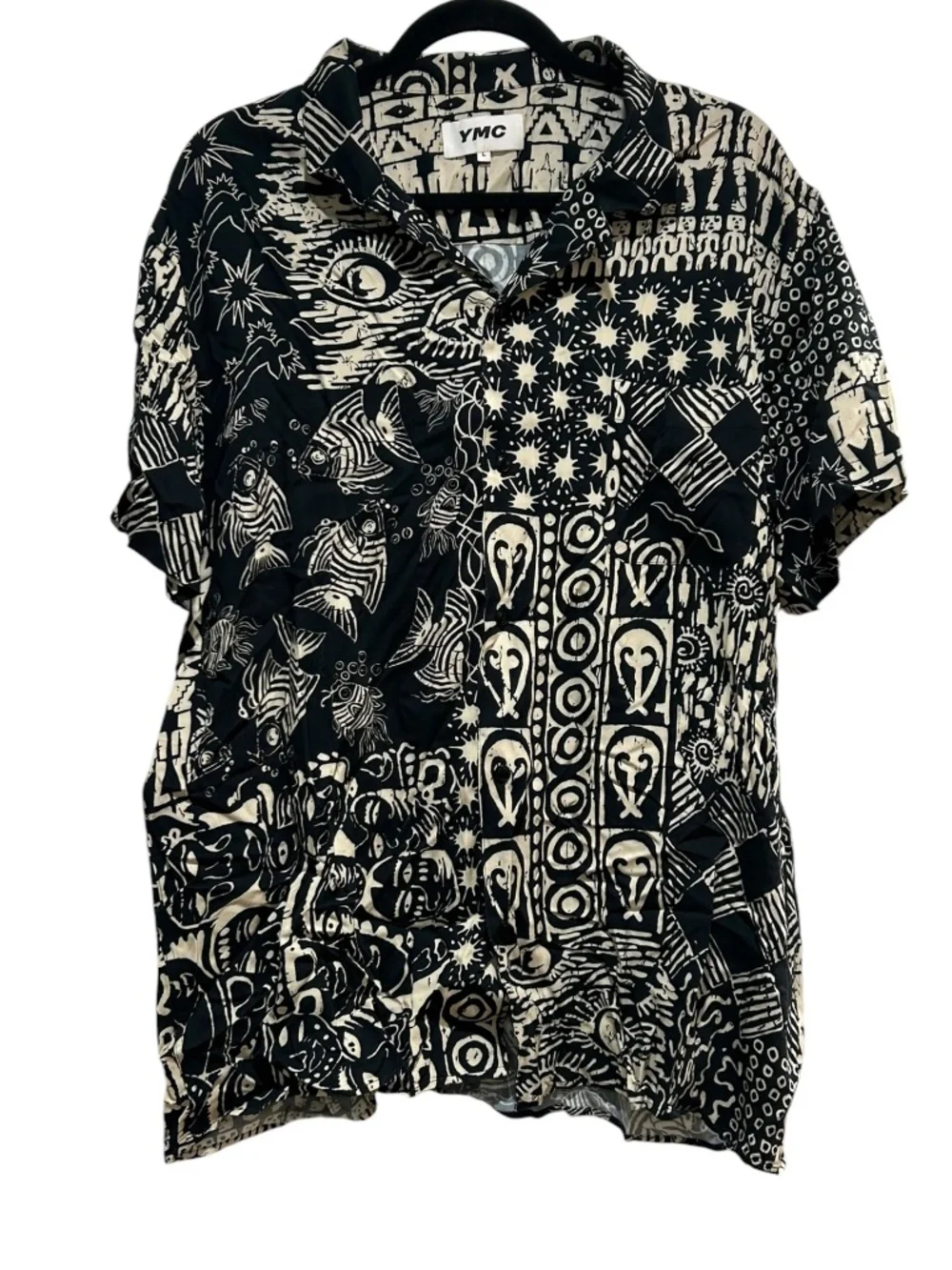 YMC Men's Button Down Short Sleeve Shirt Size L Large